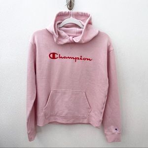 NWT Champion hoodie embroidered logo pink small sweatshirt sweater pullover